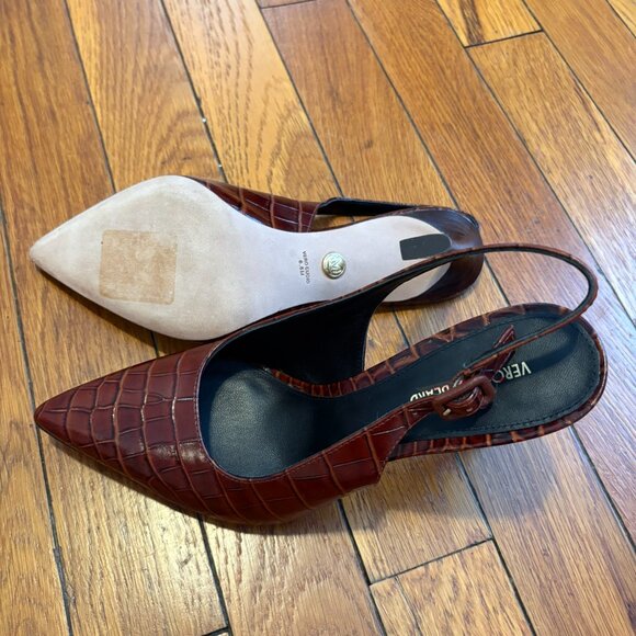 NWOT Veronica Beard Croc-Embossed Slingback Heels | Size 36.5 Luxury Designer - Picture 5 of 7